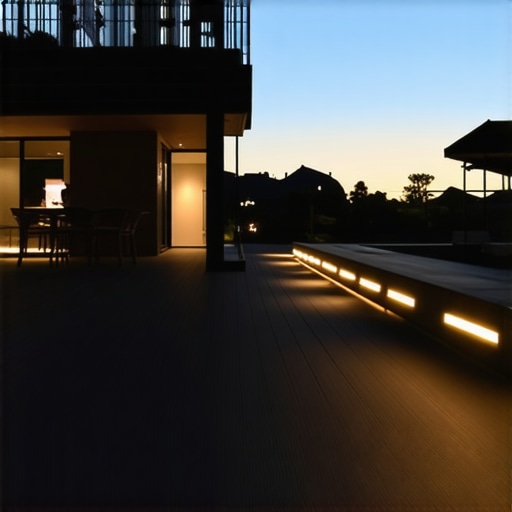 Modern outdoor deck showcasing composite materials, lighting, and safety features.