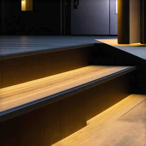 Close-up of sleek composite outdoor stairs with integrated lighting and reinforced construction