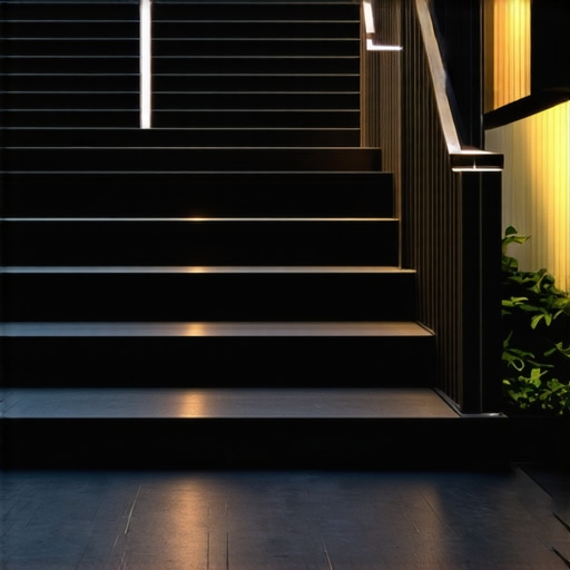 Contemporary outdoor stairs made of composite decking with lighting
