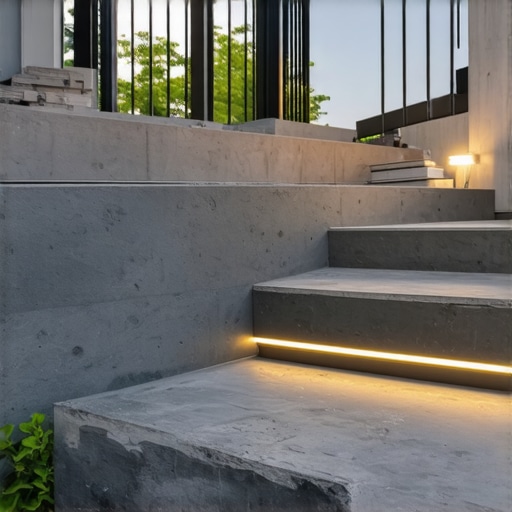 Contemporary outdoor stairs with composite decking and lighting Modern outdoor stairs with composite decking, LED lighting, and sleek design