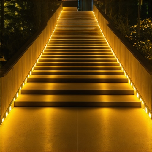 Elegant Outdoor Staircase with Lighting Modern outdoor stairs with LED lighting and stylish railings