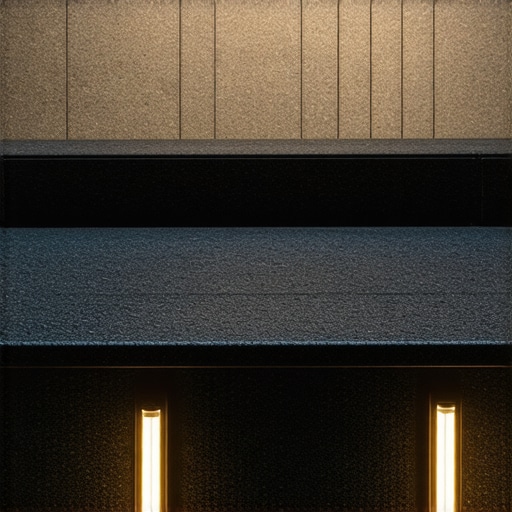 Close-up of textured composite stairs with LED lighting in a lush garden setting