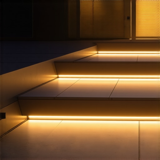 Stylish outdoor stairs featuring LED lighting and slip-resistant surface in a contemporary garden