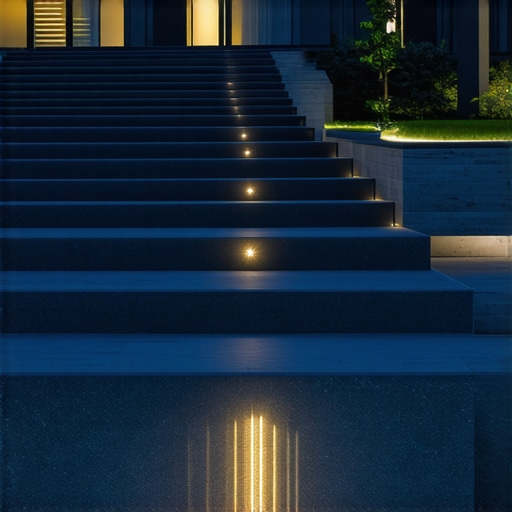 Stylish outdoor stairs with integrated lighting and composite material