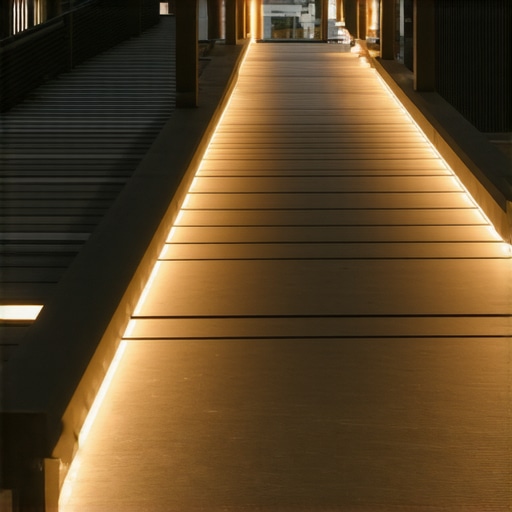 Composite outdoor staircase with LED lighting and eco-friendly materials