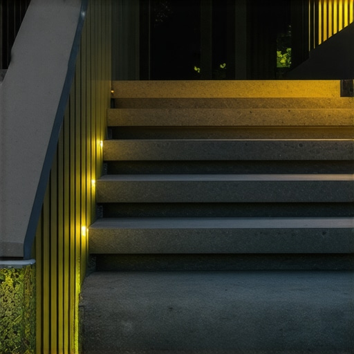 Stylish Modern Composite Outdoor Stairs Composite outdoor stairs with lighting and textured surface in a modern backyard