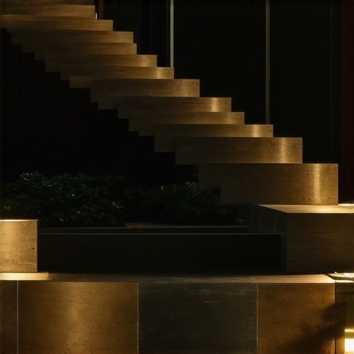Contemporary outdoor stairs with composite materials and integrated lighting