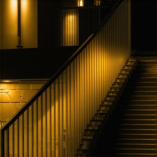 A modern outdoor staircase showcasing composite steps, decorative railing, and lighting for safety and style.