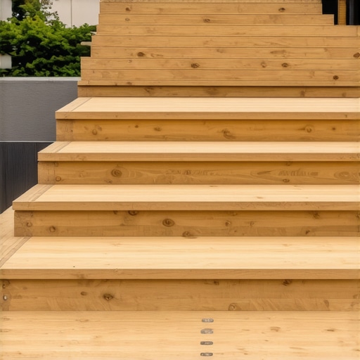 A professional construction scene of outdoor deck and stairs with composite materials and safety features