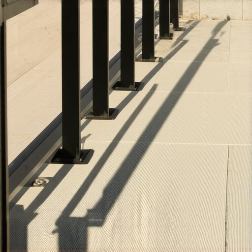 Close-up of durable composite deck boards with a modern staircase and handrails