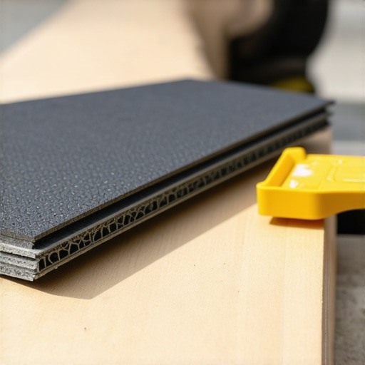 A builder securing textured composite stair treads onto a wooden staircase with rust-resistant screws.