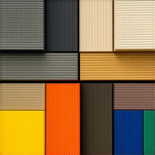 Composite decking boards showcasing different colors outdoors under sunlight.