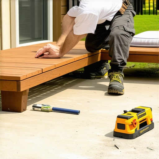 Person securing a weather-resistant composite outdoor bench with tools