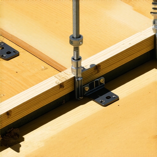 Close-up view of well-supported outdoor stair stringers with protective sealant and brackets