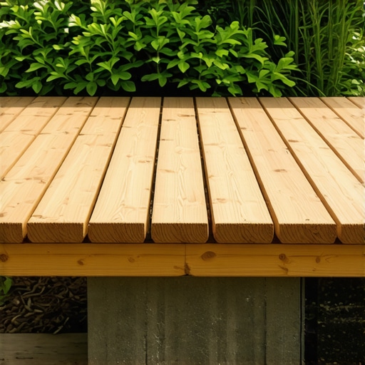 A stylish wooden panel cover blending into the landscape, concealing a concrete footing beneath a deck.