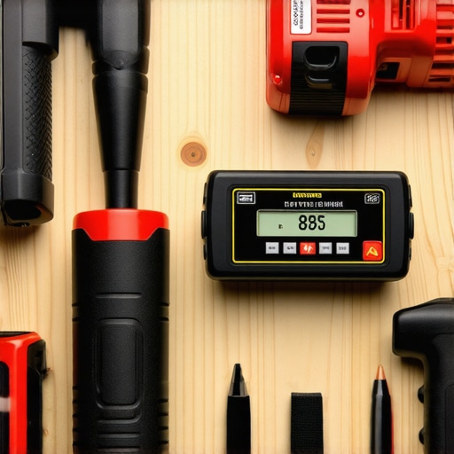 Tools like torque wrench, laser level, and blower used by professionals to maintain outdoor decks.