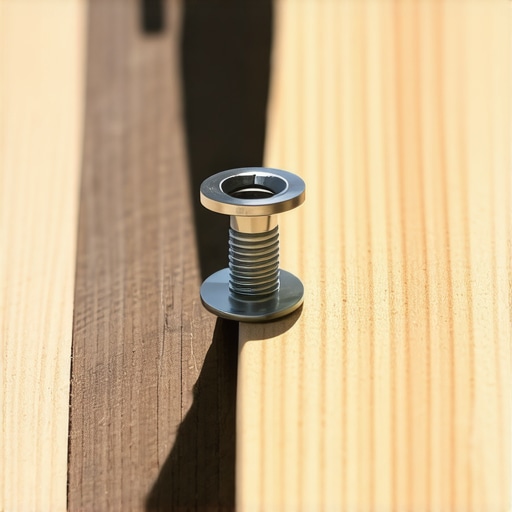Close-up of stainless steel deck fasteners being installed on a wooden border to demonstrate durable fastening techniques.