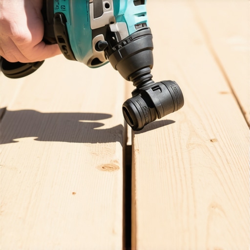 Impact Driver for Deck Maintenance Person using impact driver to install or repair composite deck fasteners
