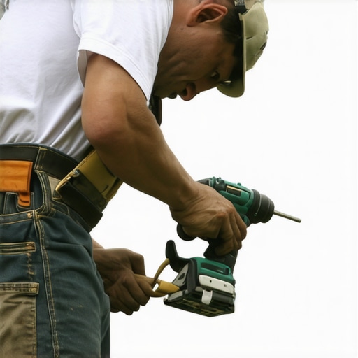 Close-up of impact driver fastening joists during deck reinforcement