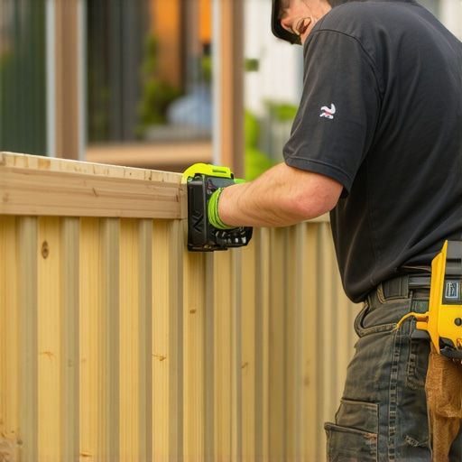 Deck builder using laser level to measure railing height accurately