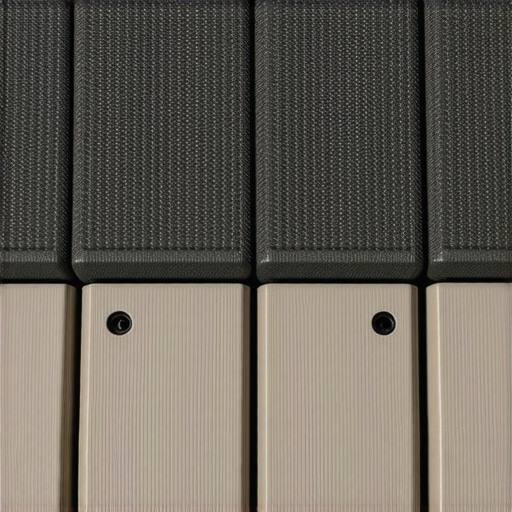Close-up of attractive synthetic polypropylene outdoor rug with rubber backing on composite decking, demonstrating grip and durability.
