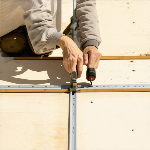 Precision in Deck Stair Building A deck builder measuring stair stringers accurately for safety and stability.
