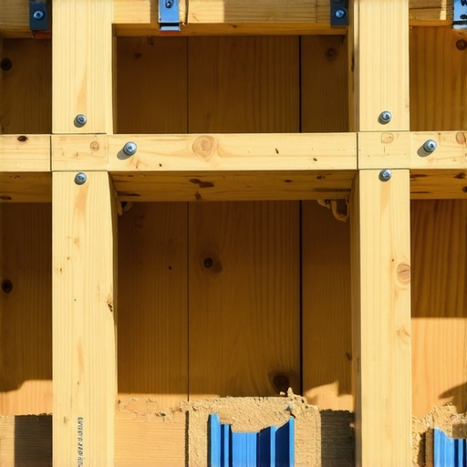 Close-up image showing support framing and bracing for composite stair treads