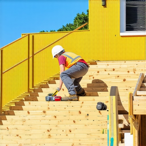 Adjusting Outdoor Stair Width for Luxury A contractor measuring width of outdoor stairs with a tape measure, deck in background