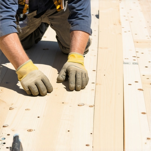 A skilled professional correctly installing composite decking with flashing and supports to ensure warranty compliance.