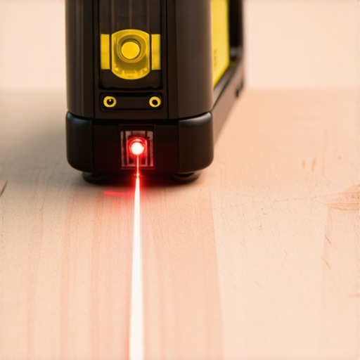 A laser level projecting bright lines on the deck surface for accurate measurements