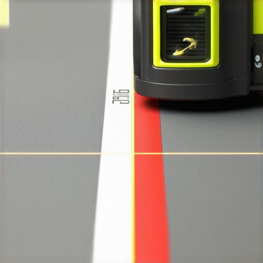 A person using a laser level to ensure deck post alignment during outdoor maintenance.