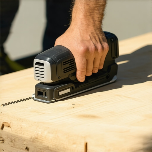 Efficient Deck Maintenance with Modern Tools A person using a versatile cordless multi-tool on a composite deck, emphasizing precise maintenance