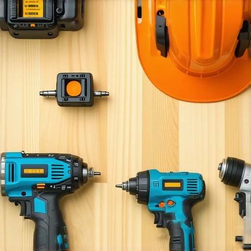 Tools including laser measure, cordless drill, and multi-tool used by a professional deck builder