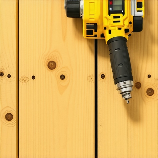 A homeowner using a laser level and impact driver during deck repair