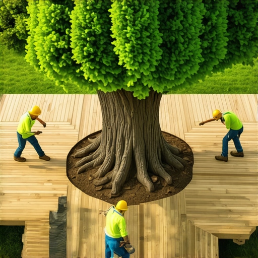 How to install deck boards around a large tree