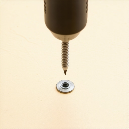 Close-up image of stainless steel deck fasteners being installed with a power drill outdoors, demonstrating proper technique.