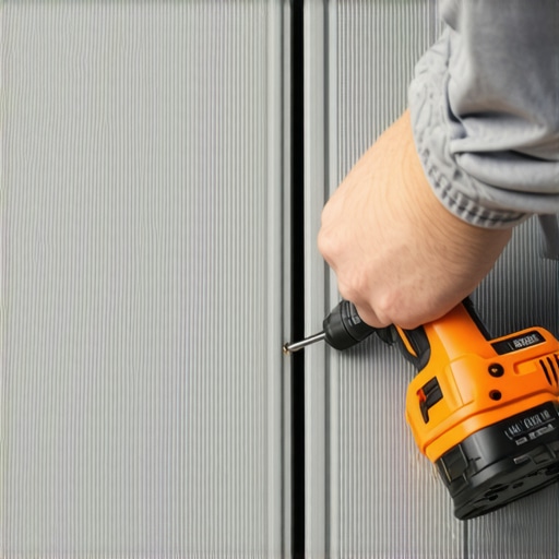 A hand holding a impact driver along with a moisture meter inspecting composite decking surface