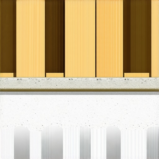 Close-up of a structural air gap between a deck ledger board and house siding with metal spacers.