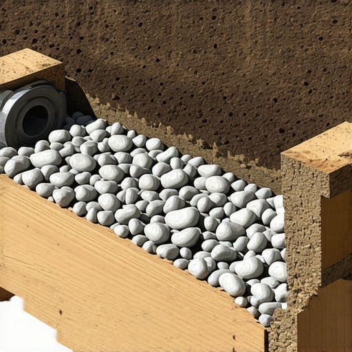 Cross-section diagram of a garden planter with internal drainage layers and waterproof liner