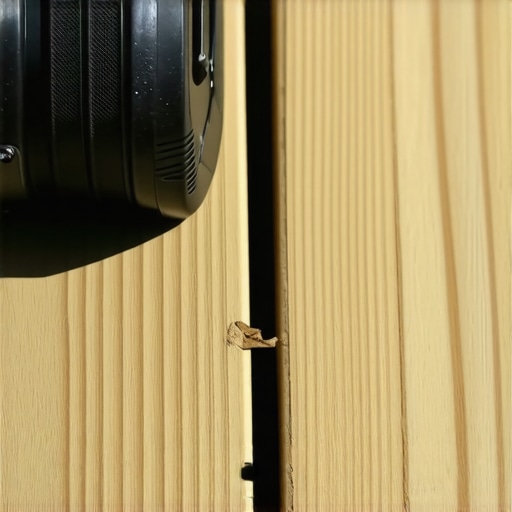 Close-up of a properly gapped composite deck board to allow for thermal expansion.