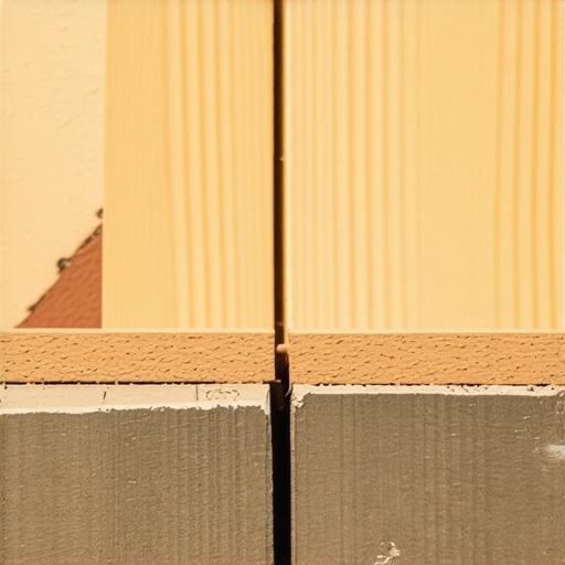 Close-up of properly spaced composite decking boards next to a house wall.