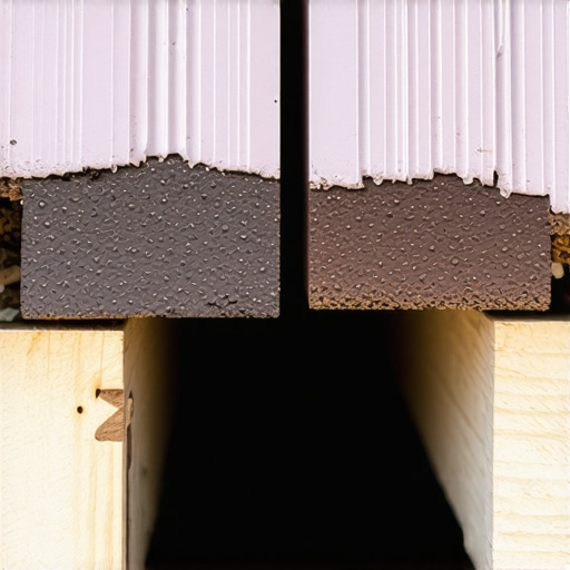 Close-up of a properly framed composite deck seam with double joists for thermal expansion.