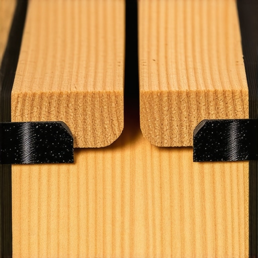 Cross-section of composite decking with joist tape for rot protection