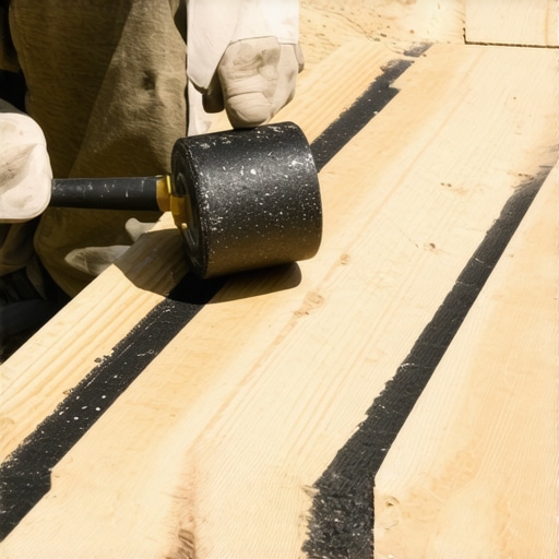 Applying butyl joist tape to a deck frame to prevent wood rot