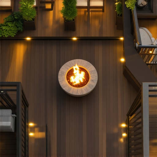 3D digital model of a modern composite deck with stairs and lighting