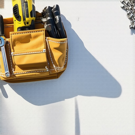 Essential Professional Deck Building Tools Close up of professional deck construction tools on a composite surface