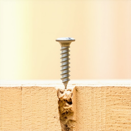 A close-up view of a structural screw being installed in a deck frame to ensure long-term stability and safety.