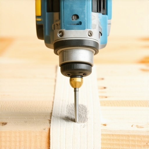 Close up of a structural screw being driven into a joist with joist tape