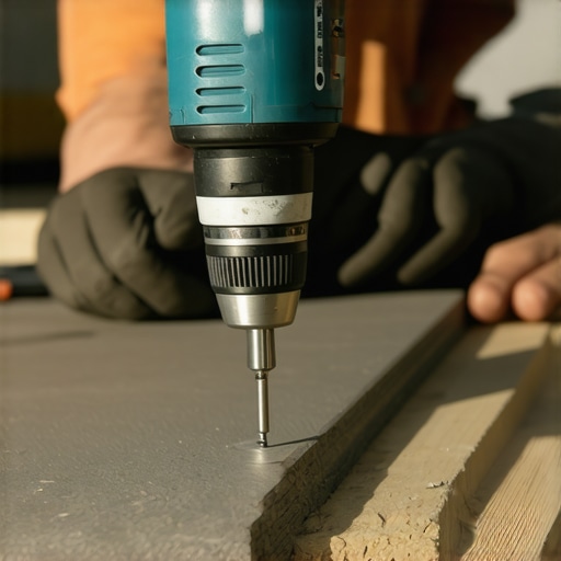 A professional builder installing composite decking with an impact driver