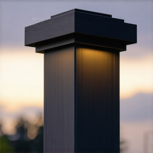 Close up of a solar post cap light on a composite deck railing showing weatherproof sealing.